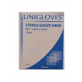 Sterile Gauze Swab 10cm x 10cm (12PLY) 25PACKS/Box 